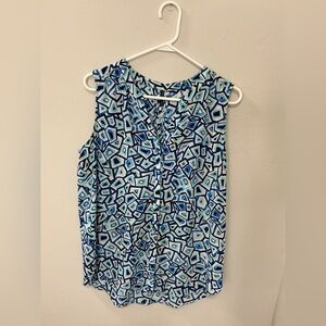 NYDJ Geometric Blue Sleeveless Top size medium